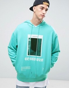 Oversize-худи с фотопринтом ASOS - Синий