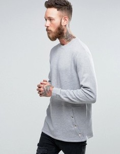 Длинный свитшот с карманом-кенгуру ASOS - Серый