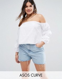 Топ с открытыми плечами и сборками на рукавах ASOS CURVE - Мульти