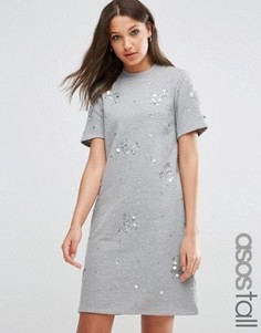 Трикотажное платье с декоративной отделкой ASOS TALL - Серый