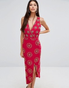 Платье миди с декоративной отделкой Virgos Lounge Daria - Красный