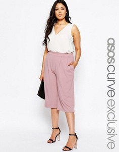 Длинная юбка-шорты из крепа ASOS CURVE - Розовый