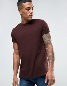 Бордовая футболка с отворотами на рукавах ASOS - Красный