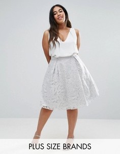 Пышная юбка миди для выпускного с пайетками в стиле барокко Chi Chi London Plus - Серый