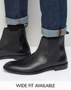 Кожаные ботинки челси ASOS - Доступна модель для широкой стопы - Черный