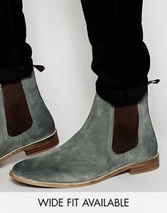 Серые замшевые ботинки челси ASOS - Доступна модель для широкой стопы - Серый