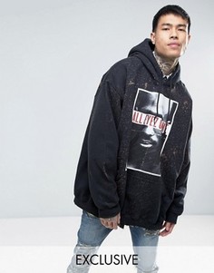 Свободный худи с принтом 2 Pac Reclaimed Vintage Inspired - Черный