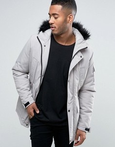 Песочная парка с искусственным мехом ASOS - Stone