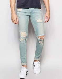 Супероблегающие рваные джинсы ASOS - Синий