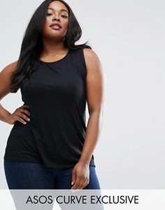 Топ без рукавов с кружевными вставками ASOS CURVE - Черный