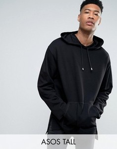 Свободное длинное худи ASOS TALL - Черный
