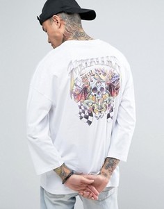Oversize-футболка с рукавами 3/4 и принтом Metallica ASOS - Белый