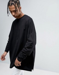 Черный oversize-лонгслив с супердлинными рукавами ASOS - Черный