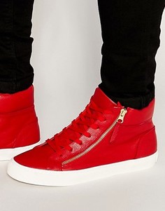 Высокие кроссовки с молнией Walk London - Красный
