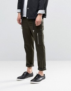 Суперзауженные брюки цвета хаки с карманами по бокам ASOS - Зеленый
