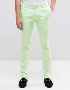 Супероблегающие брюки мятного цвета из хлопкового атласа ASOS - Зеленый