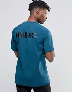 Плотная синяя футболка с молниями на плечах Nike FC 802417-346 - Синий