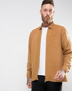 Бежевая рубашка на молнии классического кроя ASOS - Рыжий