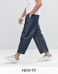 Брюки из шамбре с широкими штанинами ASOS - Темно-синий