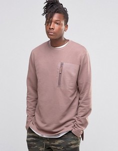Свитшот с принтом на кармане ASOS - Коричневый