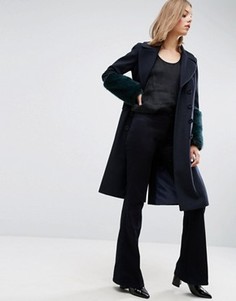Пальто с манжетами из искусственного меха ASOS - Мульти