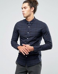 Темно-синяя рубашка скинни в клетку ASOS - Темно-синий