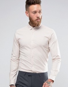Бежевая рубашка скинни в клеточку ASOS - Бежевый