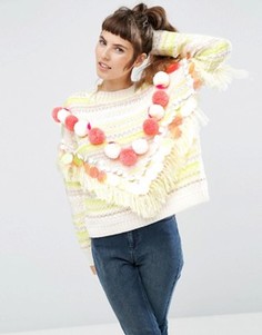 Джемпер с помпонами и пайетками ASOS - Мульти