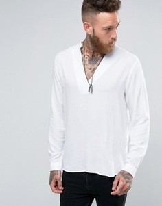 Белая классическая рубашка из вискозы с V-образным вырезом ASOS - Белый