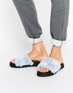 Меховые шлепанцы ASOS FLUFFIE - Синий