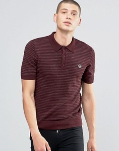 Меланжевая вязаная футболка‑поло в полоску Fred Perry - Красный
