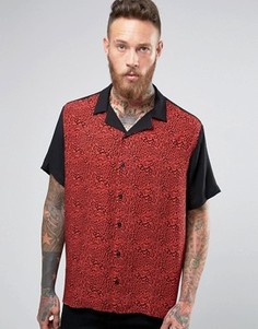 Свободная рубашка из вискозы с леопардовой вставкой ASOS - Красный