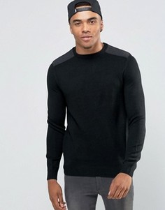 Черный джемпер с серыми нашивками на плечах New Look - Черный