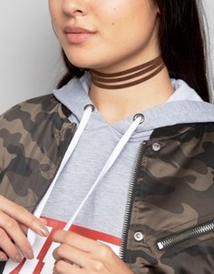 Короткое замшевое ожерелье ASOS - Коричневый