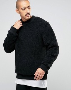 Пушистый махровый свитер Weekday - Черный