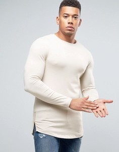 Длинный облегающий лонгслив с молниями ASOS - Бежевый