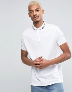 Белая футболка-поло с вышитыми римскими цифрами на воротнике ASOS - Белый
