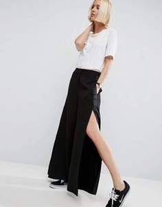 Брюки с атласной отделкой и разрезами ASOS WHITE - Черный