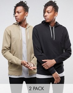 2 худи на молнии/через голову (черный, бежевый) ASOS - СКИДКА - Мульти