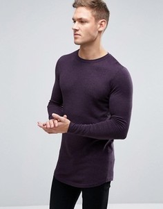 Длинный трикотажный джемпер с асимметричным подолом ASOS - Фиолетовый
