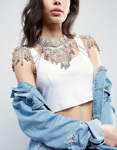 Сбруя-бандаж со стразами Love Rocks - Серебряный