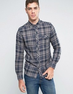 Узкая рубашка в клетку в стиле вестерн Wrangler Castle Rock - Серый