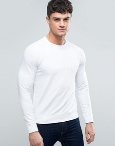 Белый легкий свитшот с круглым вырезом и тиснением логотипа Armani Jeans - Белый