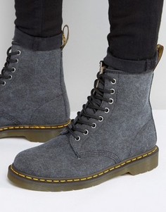 Выбеленные парусиновые ботинки с 8 парами люверсов Dr Martens 1460 - Черный