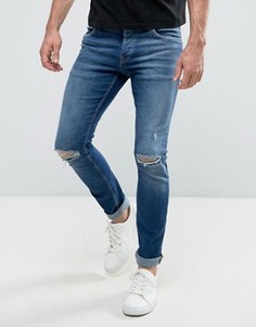 Темно-синие рваные джинсы слим Jack &amp; Jones Intelligence - Синий