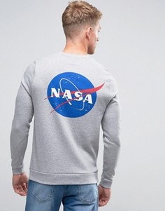Серый меланжевый свитшот с принтом Nasa ASOS - Серый