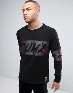 Черный свитшот колор блок с круглым вырезом Puma 572424 01 - Черный