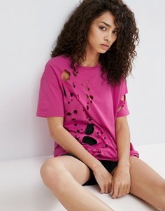 Oversize-футболка с прорехами ASOS - Розовый
