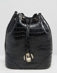 Сумка на плечо со шнурком и эффектом кожи крокодила Verscae Jeans - Черный Versace