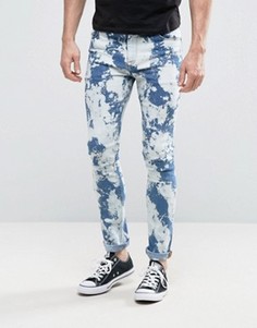 Синие суперузкие джинсы с выбеленными участками ASOS - Синий